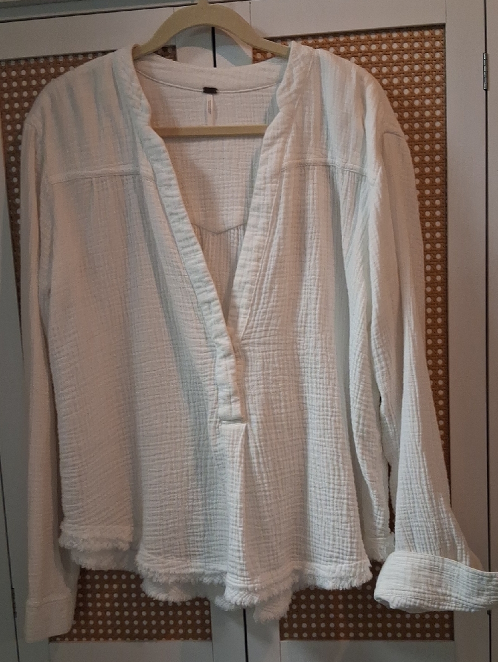 Free People White Gauze V-Neck Tunic